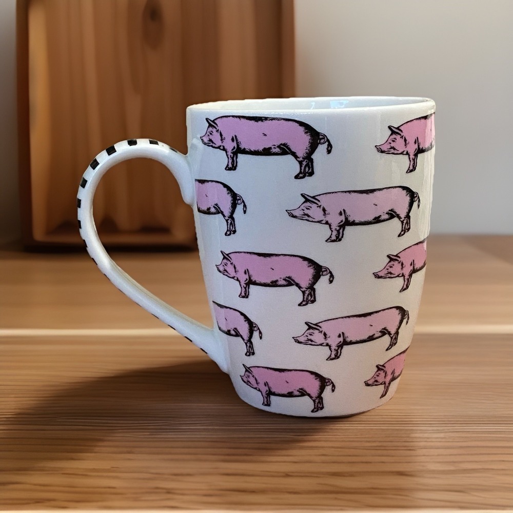 Pier 1 Imports DON'T GO BACON MY HEART Mug Cup Pig Love Foodie 16 oz Pink Funny - Picture 2 of 5